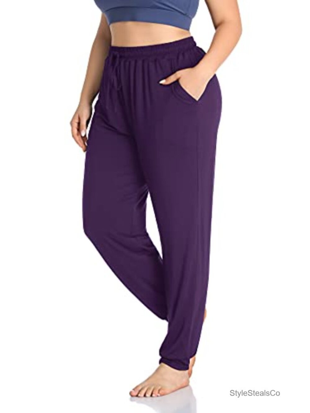 Plus Size Lounge Yoga Pants Comfy Relaxed Joggers Drawstring with Pockets